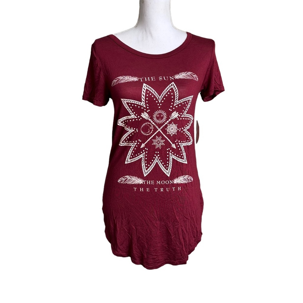 Moonchild Moon Stars Zodiac Vibe Burgundy Red Size Medium